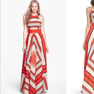 Scarf Print Crêpe de Chine Fit & Flare Maxi Dress